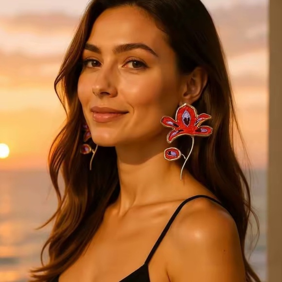 Zara Jewelry - Zara Enameled Flower Earrings